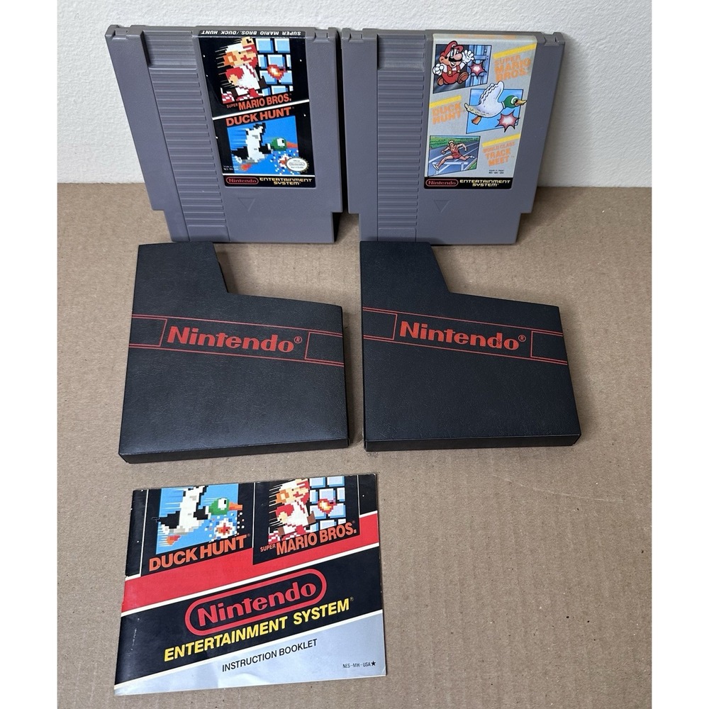 Super Mario Bros NES 5-Screw + Duck Hunt NES 5-Screw Cartridge Bundle Original